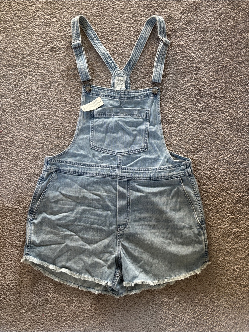 NWT！aerie Light Wash Denim Short Overalls